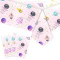 ASLERMURE 3pcs Pink Space Party Tablecloth First Trip Around The Sun Birthday Space Theme Disposable Rectangle Table Cover Decorations,Outer Sun Theme Party Baby Shower Supplies