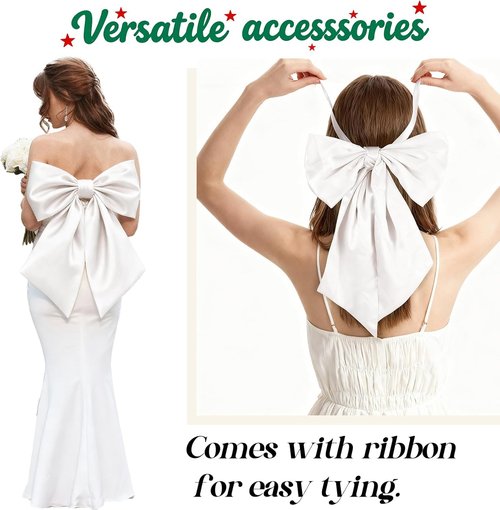 **White Bow Decor | Large 22" x 11" Crib Skirt with Big White Bows for Baby Showers & Weddings**