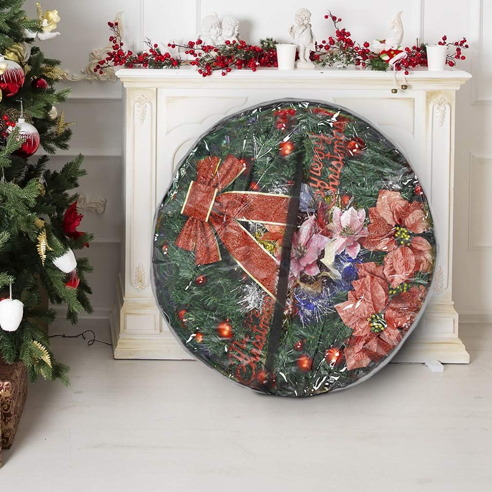 Primode Wreath Storage Bag 30" - Durable 600D Oxford Container with Clear Window for Easy Holiday Storage