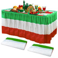 2 Pack Red White Green Table Skirts Italian Table Skirts for Italy Themed Party Supplies Mexican Table Skirting Plastic Disposable Table Skirts for Mexican Independence Day Birthday 2.4 x14 Ft
