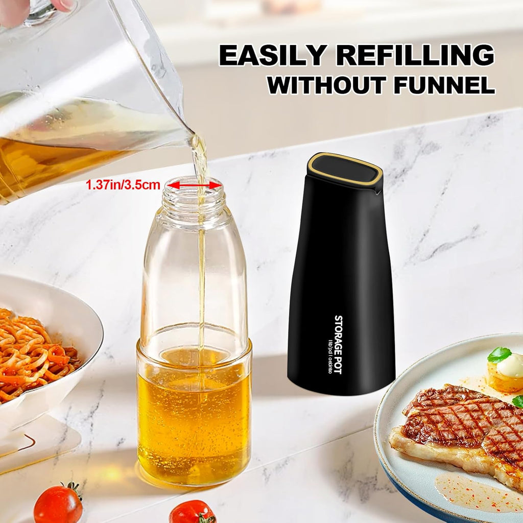 YARRAMATE Olive Oil Dispenser - Large Capacity 500ml Glass Bottle | Leak-Proof & Non-Drip Design (Black)