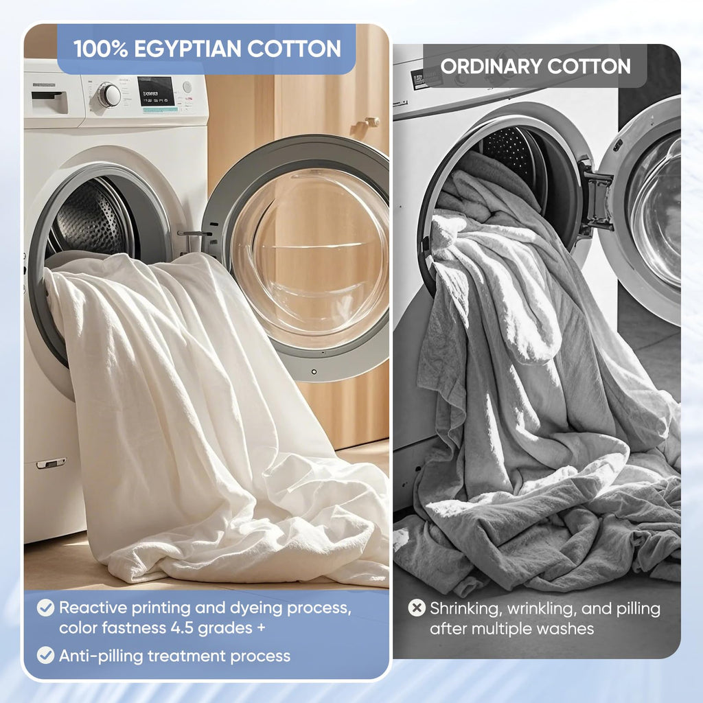 TWK 1200 TC 100% Egyptian Long-Staple Cotton Bedding Sheets Set, Luxury Hotel Style Deep Pocket with Elastic Reinforced Seams Sheet Set, Soft & Comfy Natural Sheets (White, King)