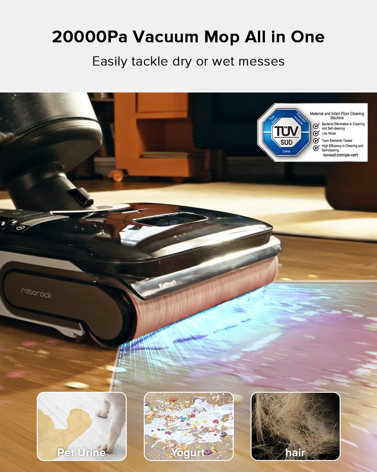 Roborock F25 BX Wet Dry Vacuum Cleaner - Cordless 20000Pa Power, Self-Cleaning & Hot Air Drying, 180° Flat Design