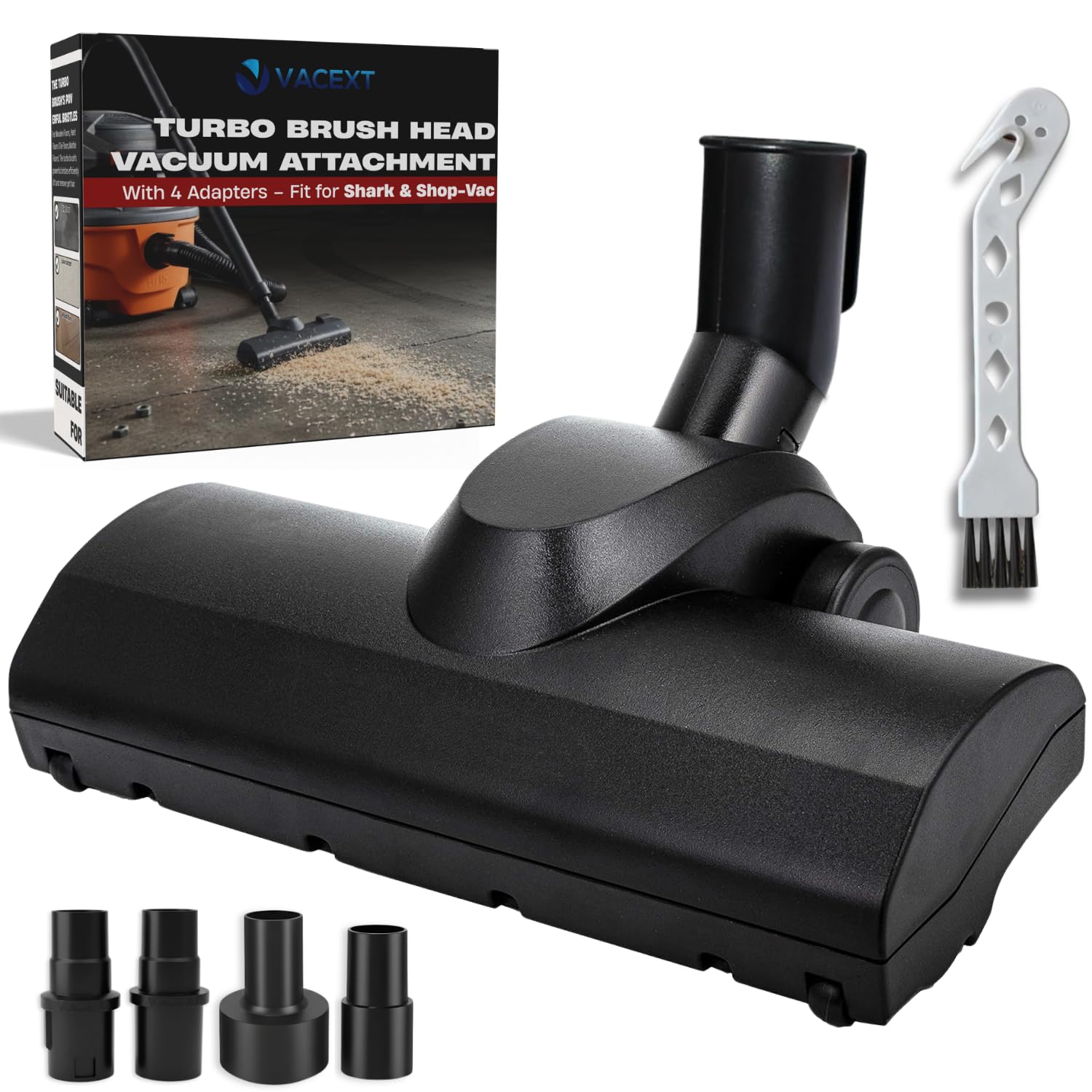 Turbo Brush Head Vacuum Attachment for Shark Navigator Rotator & Shop Vac using 1-1/4'',1-3/8" & 2-1/4'' Acessories - Removal Pet Hair for Hard Floors, Low Pile Carpet & Area Rugs