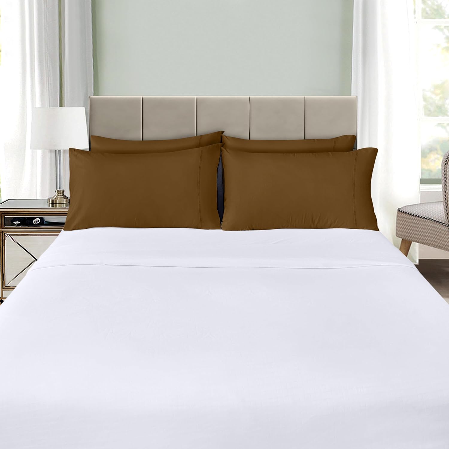 Utopia Bedding Standard Pillow Cases - Soft Brushed Microfiber - 4 Pack | Fade Resistant 20 x 26 Inches (Mocha)