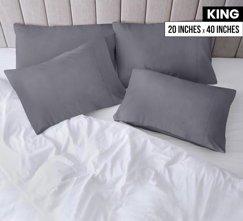 Utopia Bedding King Pillow Cases - 12 Pack - Soft Brushed Microfiber - Fade Resistant 20 X 40 Inches (Grey)