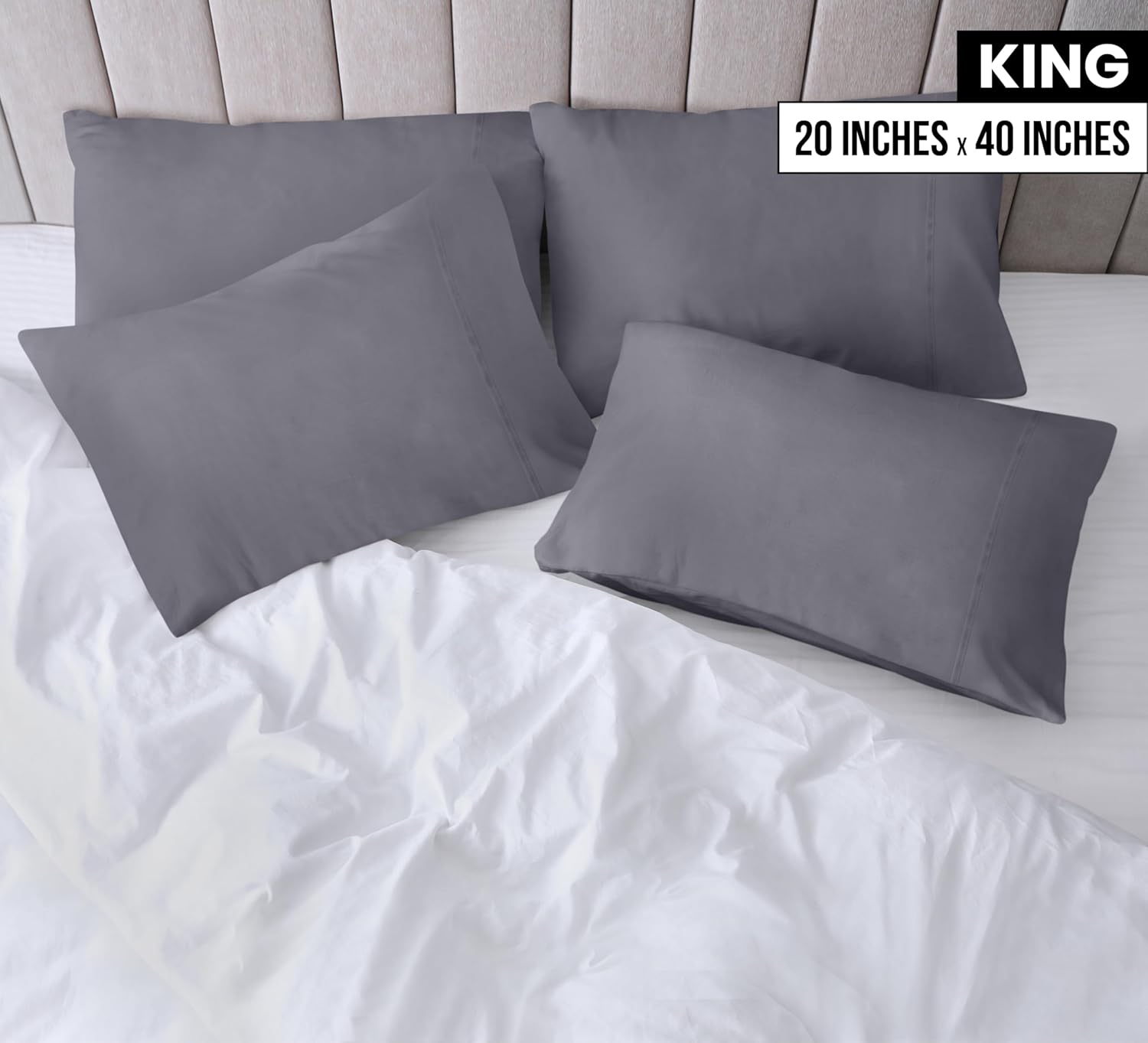 Utopia Bedding King Pillow Cases - 12 Pack - Soft Brushed Microfiber - Fade Resistant 20 X 40 Inches (Grey)