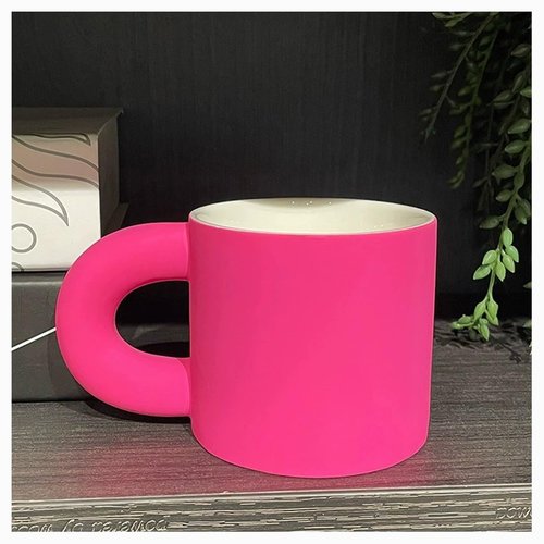 Exodmx Pink Ceramic Mug, 11oz Pink Coffee Cup with Soft-Touch and Dishwasher Safe
