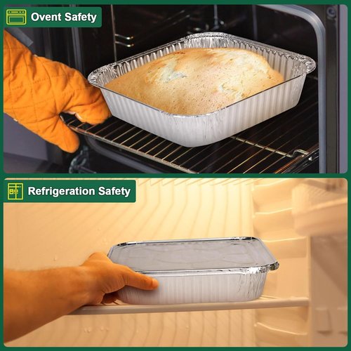 Heavy-Duty Aluminum Foil Pans with Lids by [Brand Name] | 8x8 Inch, 15 Pack - Reusable & Leakproof Baking Trays