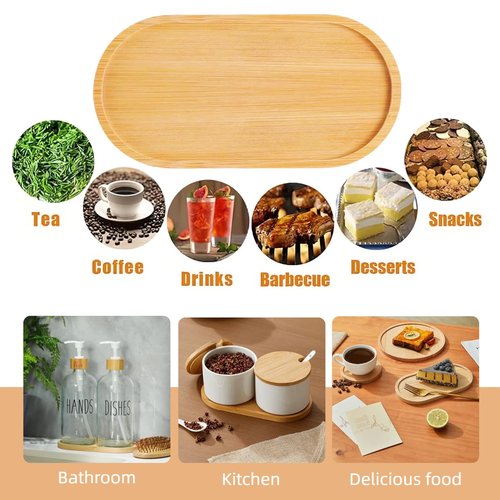 2PCS Bamboo Bathroom Trays - Suitable for The Bathroom,Kitchen,Breakfast Tray and Decorative Tray (7.68 in * 3.74 in)