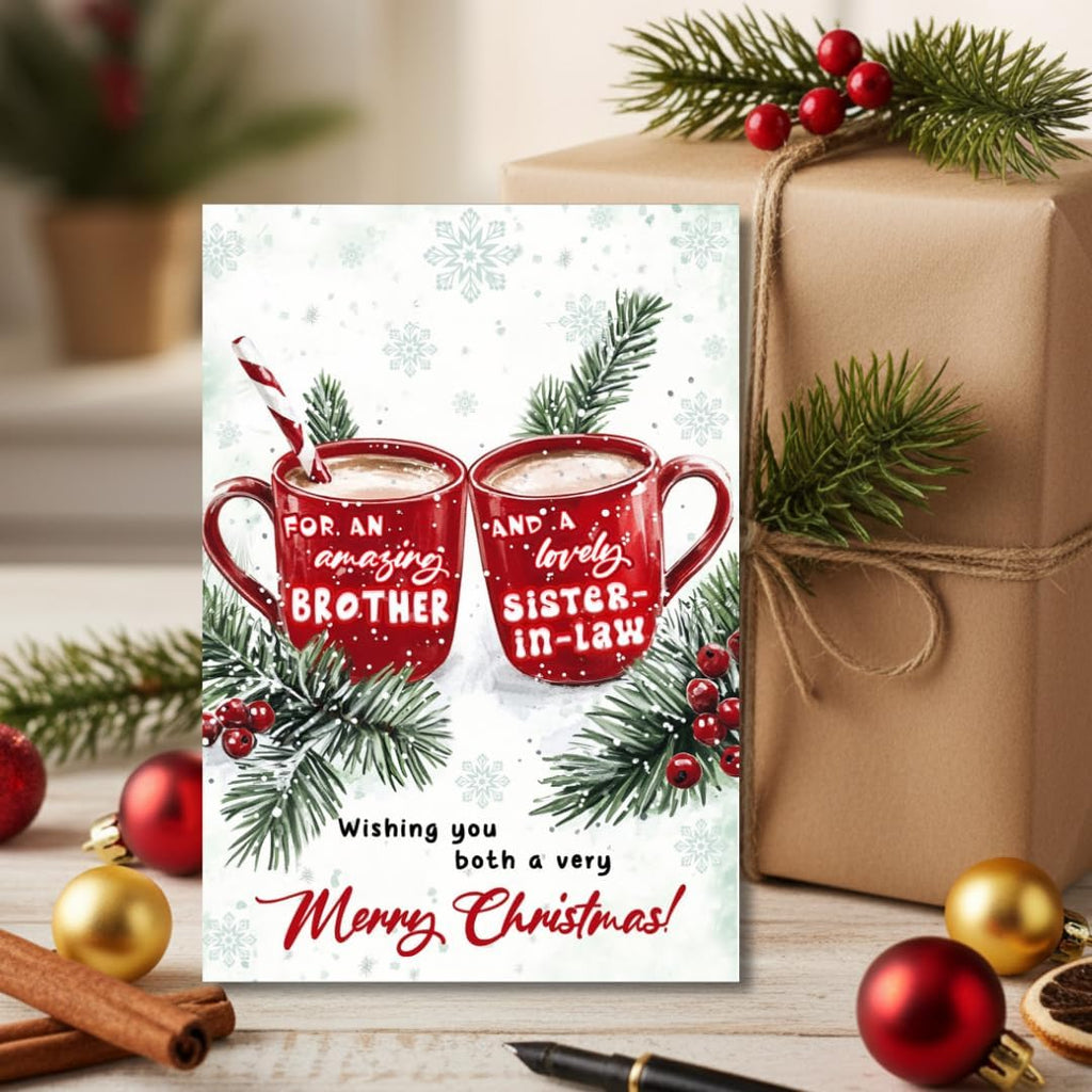Regine Switzerland Christmas Card - Thoughtful Holiday Greeting for Brother & Sister-in-Law | Festive Design with Envelope