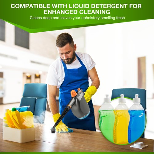 Gearwiz Handheld Steam Cleaner with Detergent Container – 1250W High-Pressure Multipurpose Steamer – Continuous Steam Lock, Large Tank, Safety Lock – for Home, Kitchen, Bathroom, Car Cleaning