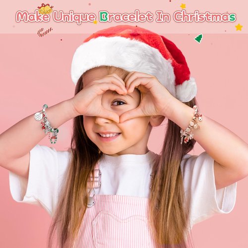 Advent Calendar 2025 Girls Bracelet Christmas Gift,24 Day Xmas Countdown Calendar Pink DIY Charm Bracelet Jewelry for Teen Girls