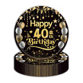 EVYIENEN 50Pcs 40th Birthday Party Paper Plates,7inch Disposable Black and Gold Dessert Party Plates Party Decorations for Men Woman 40th Happy Birthday Wedding Party Supplies