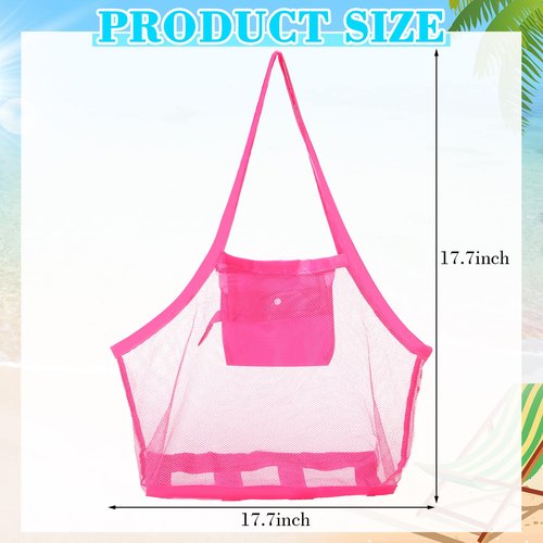 Woanger 6 Pcs Summer Mesh Beach Bag Extra Large Toy Gear Foldable Bags and Totes for Children Toddler Beach Toys Market Grocery Picnic Vacation Storage, 18 x 12 x 18''