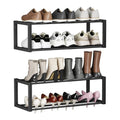 Homeiju Hanging Shoe Organizer,2 Pack Wall Mounted Shoe Rack Holds 12 Pairs,Space Saving Metal Wall Shoe Rack,Hanging Shoe Rack Shoe Holder for Small Space,Entryway,Closet,RV,Camper（Black
