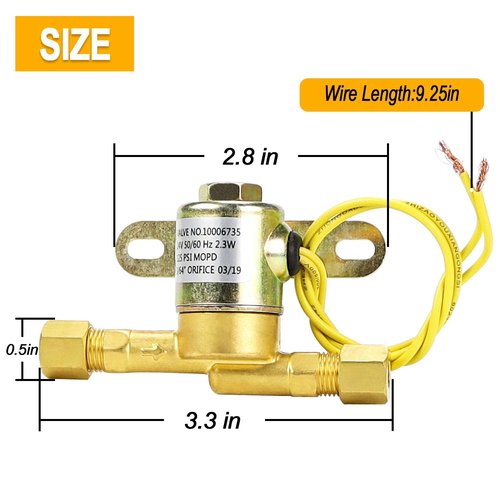 Humidifier Water Solenoid Valve 4040 10006735 for Aprilaire Whole House Humidifier 400 400M 500 500M 600 600M 558 550A 550 568 560A 700M 768 760A 760 | 24 Volts | 2.3 Watts | 60 HZ-Yellow by TOMOON