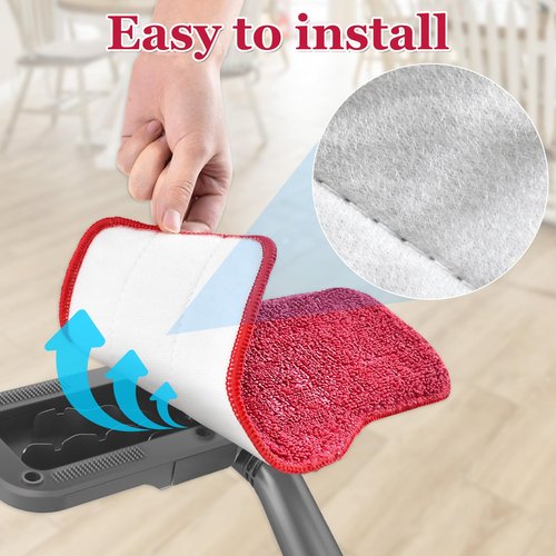 Aiyiried Microfiber Steam Mop Pads Compatible with Schenley Steam Mop Cleaner,4 Pack Steam Mop Replacement Pads for Multi Surface Floor Wet/Dry Clean,Reusable and Washable Steam Mop Accessories,Pink