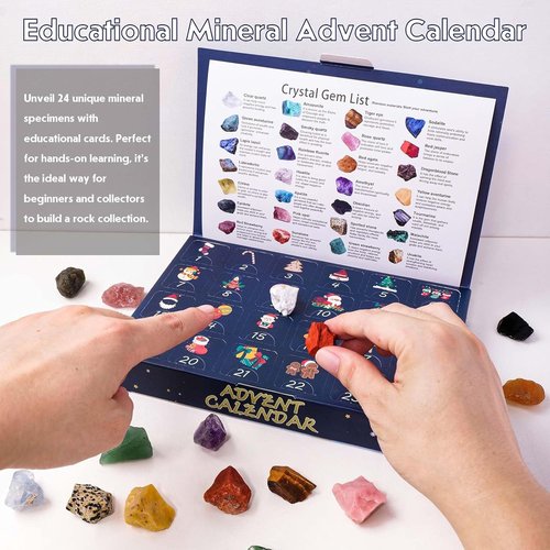 Apengshi Crystal Advent Calendar 2025 - 24 Natural Gemstones & Healing Stones for All Ages