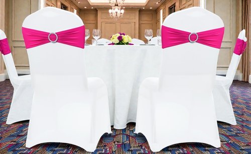 MDS Spandex Chair Sashes - Pack of 150 Elastic Stretch Bows with Buckle Slider for Wedding Decor | Magenta