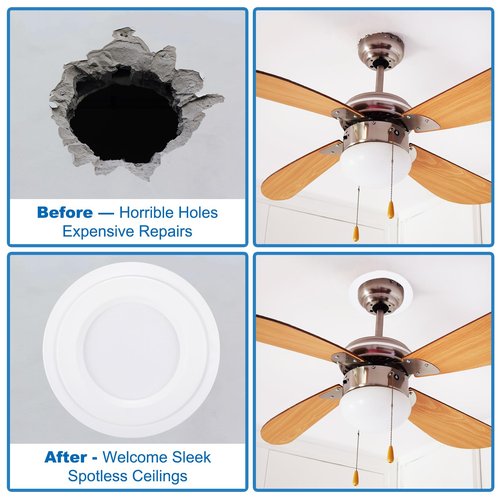 PATIKIL Metal Goof Trim Ring, 2 Pcs 6.69" OD 4.25" ID Circular Ceiling Light Trims Ring Recessed Light Cover Ring for Recessed Can Downlight, White