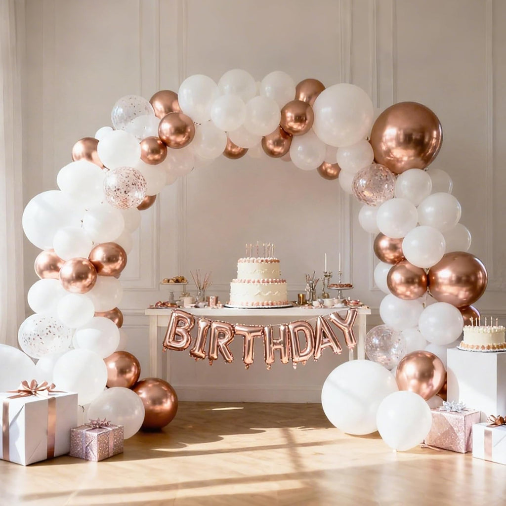RUBFAC Premium White Balloons - 87pcs in Various Sizes (5-18 Inches) for Party Decorations | Perfect for Birthdays, Weddings & Baby Showers