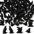 Yalikop Miniature Crow Figurines - 40 Pcs Black Resin Ravens for Dollhouse & Garden Decor