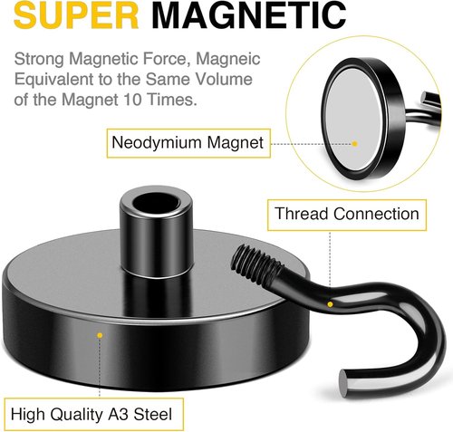 DIYMAG Magnetic Hooks - 170Lbs Heavy Duty S-Hooks for Classroom, Kitchen & Garage | 10 Pack