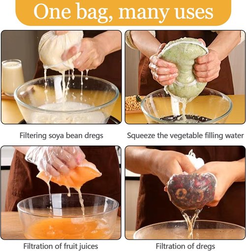 Cheese Cloth Bag - Reusable Straining Bags for Nut Milk, Soy Milk & Dumpling Fillings