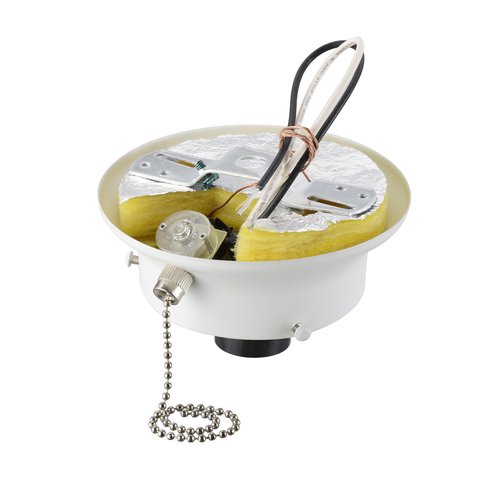 Aspen Creative 22101-03-1, Flush Mount Ceiling Fixture Shade Holder Kit with On/Off Pull Chain Switch in Matte White Finish 3-5/8" Fitter, 4-7/8" Diameter x 1-7/8" Height