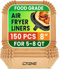 **Air Fryer Liners | 150 Pcs Unbleached Parchment Paper - Non-Stick & Waterproof for 5-8 QT Baskets**