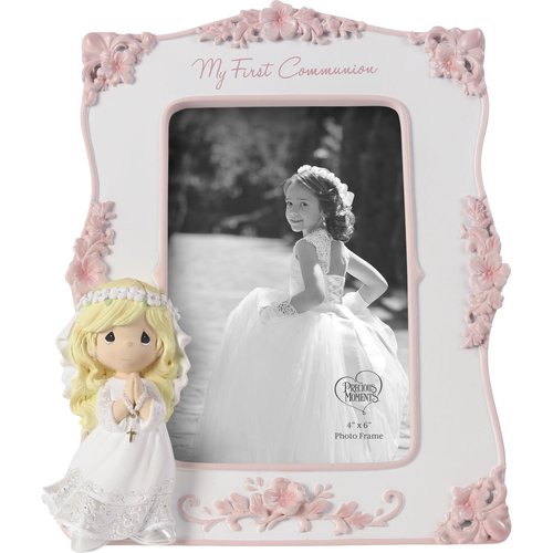 Precious Moments My First Communion Photo Frame for Girls | Resin/Glass Frame | First Communion Gifts for Girls | 4" x 6" Picture