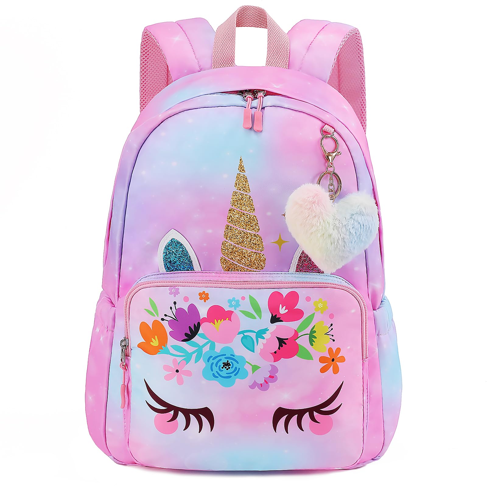 Unineovo Backpack for Girls, Kids Unicorn Backpacks, Preschool Kindergarten School Bookbag, Toddler Little Girls Backpack, Cute Bag for Elementary Back to School with Love Decoration