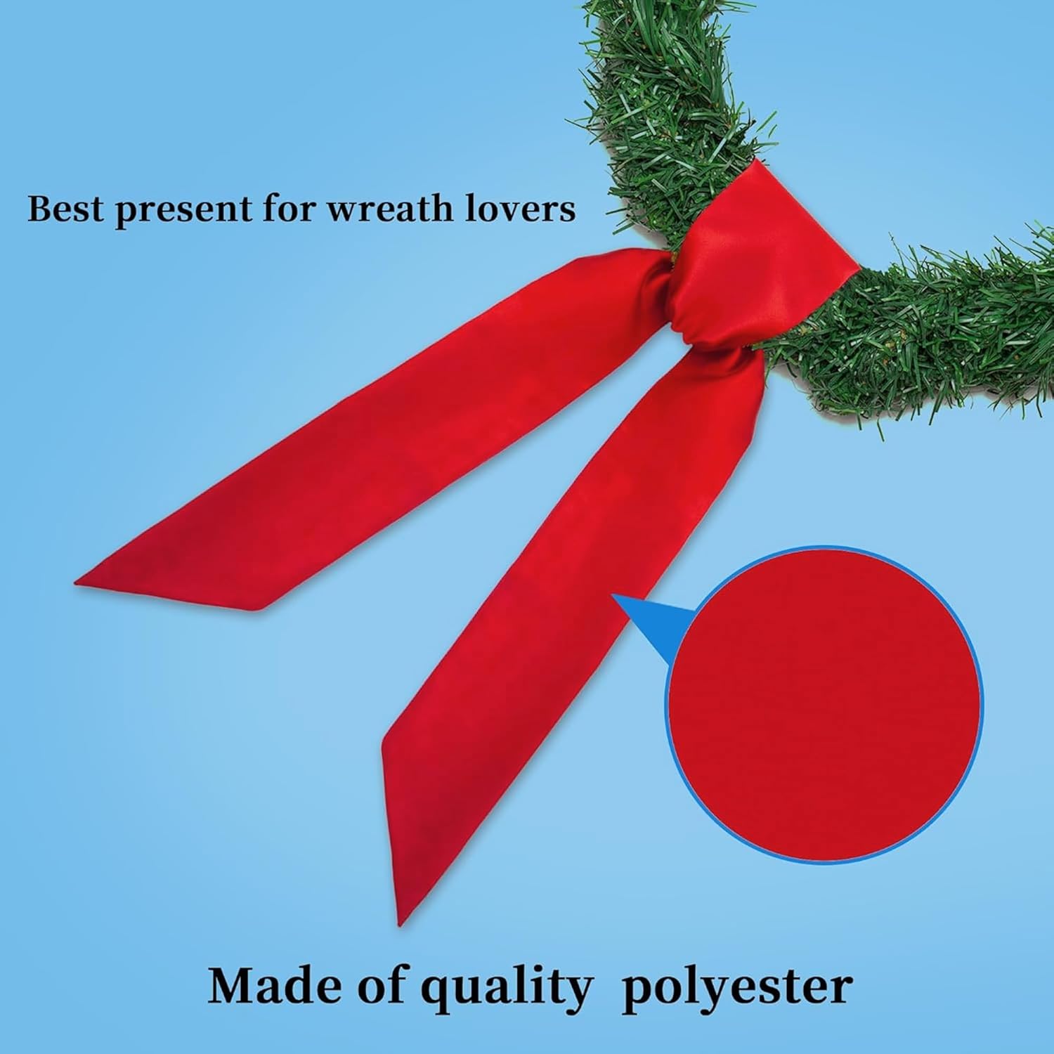 RunNico Front Door Wreath Blank Sash - Red 3.3" W x 52.8" L for Christmas & Halloween Decor