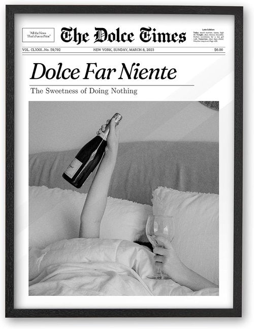 iHery Premium Natural Black Oak Wood Framed Wall Art - Dolce Far Niente Canvas Decor 12x16in