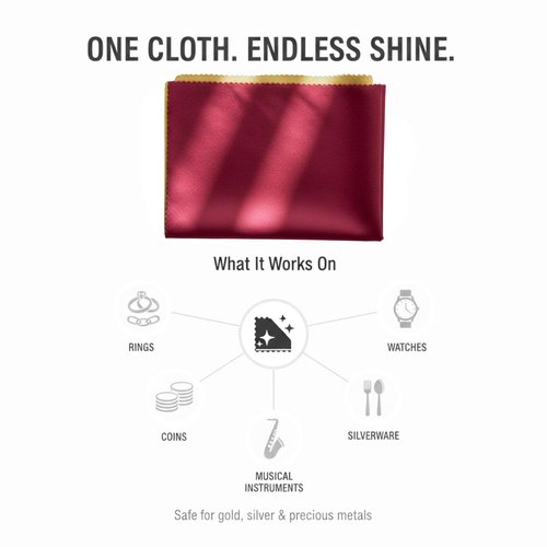 Cadie Silver Polishing Rouge Cloth - 100% Treated Reusable Cotton Jewelry Cleaning Cloth for Silver, Gold, Platinum & Silverware - Restore Shine, Remove Tarnish, 10 x 12 Inches, 1 Pack