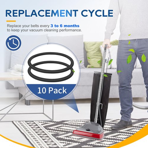 KeeTidy Vacuum Belt, 10 Pack Belt 30563B Round Vacuum Cleaner Belts Upright Vacuum Belt Compatible with Sanitaire Eureka Vacuum Cleaner, Style RD, SC679K C2094 Belt