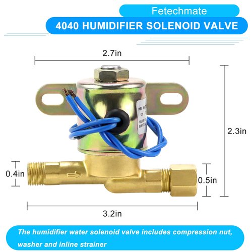 Humidifier Water Solenoid Valve 4040 B2015-S85 B2017-S85 Solenoid Valve Replacement Compatible with April-aire Humidifier 400 500 600 700 220 224 Series | 24 Volts, 2.3 Watts,60 HZ by Fetechmate