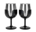 Camco Life is Better at The Campsite Wine Tumbler | Heavy Duty Double Wall Vacuum Insulation | Crafted of 18/8 Stainless Steel | Features Removable Black Stems | 2-Pk, 8-oz/Each (53485)