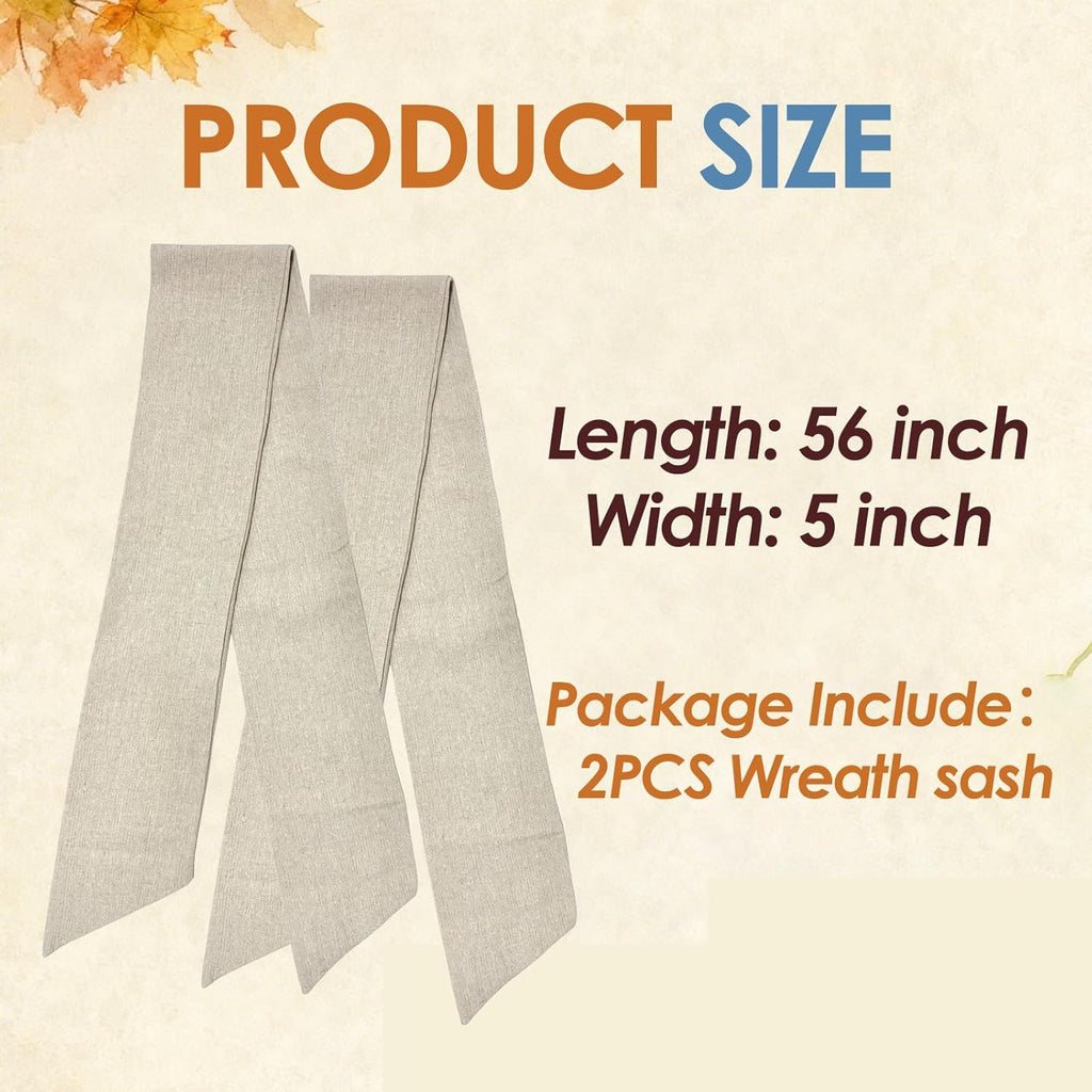 Regine Switzerland 2 Pack Burlap Wreath Sash - Blank Linen for Spring Garland & Holiday Decor