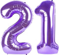 Purple Number 21 Balloon - 40 Inch Birthday Decoration for 21st Party Supplies