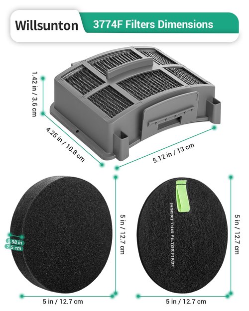 3774F Filters Replacement for Bissell 39883 3404 3415 3402 3418 3774F 3402 3774 3774G 3775 3409 Pet Hair Eraser Turbo Lift-Off Vacuum, Compare to Part #1635630,1635629