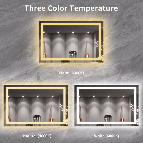 LOAAO LED Bathroom Mirror - 55X36 Anti-Fog, Dimmable, Backlit & Front Lit | Lighted Vanity Mirror with Memory Function, Tempered Glass