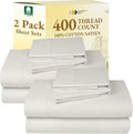 California Design Den King Size 2-Pack Cotton Sheet Sets - Soft, Breathable 400 Thread Count Sateen - Ivory