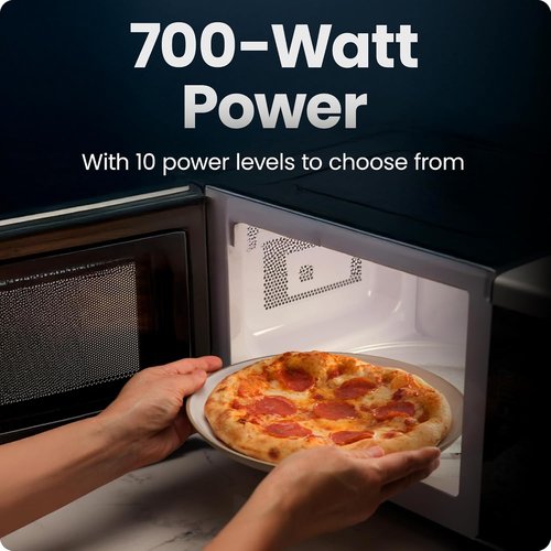 Chefman Microwave Oven - 0.7 Cu. Ft., 700 Watts, 10 Power Levels, 6 Cooking Presets, Black