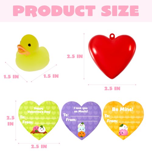 JOYIN 28 Packs Valentines Day Gifts for Kids, Glow Mochi Squishy Toys with Heart Funny Valentines Day Cards for Kid School Classroom Exchange Prize, Stress Relief Fidget Toy for Valentine Party Favor