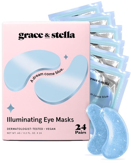 Grace & Stella Under Eye Mask - Award-Winning Gel Patches to Reduce Dark Circles & Puffiness | 24 Pairs, Blue