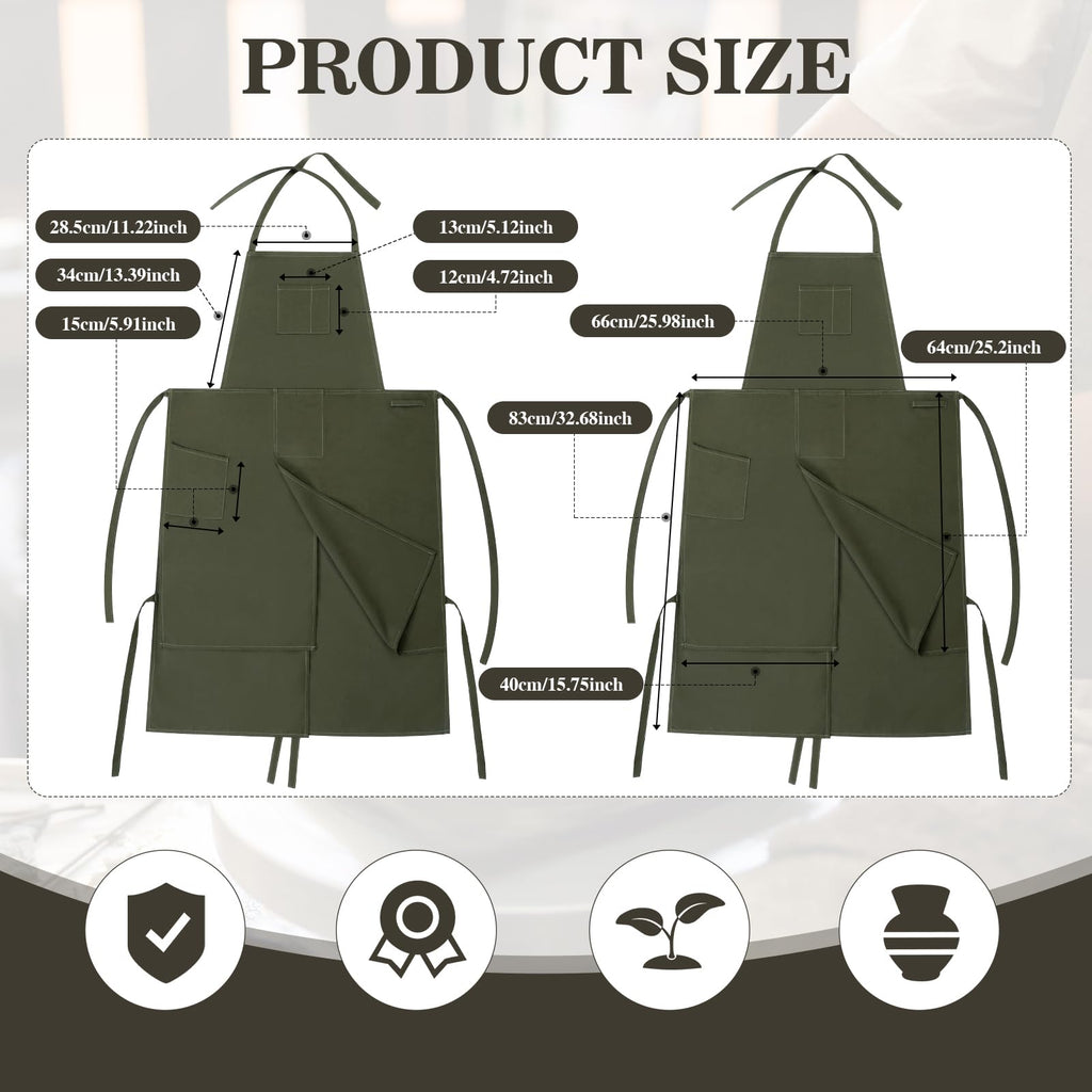 Jeyiour Split Leg Pottery Apron, 2 Layer DIY Ceramic Apron with Convertible Pants, Large Pockets Towel Loop Smock for Unisex(Green)
