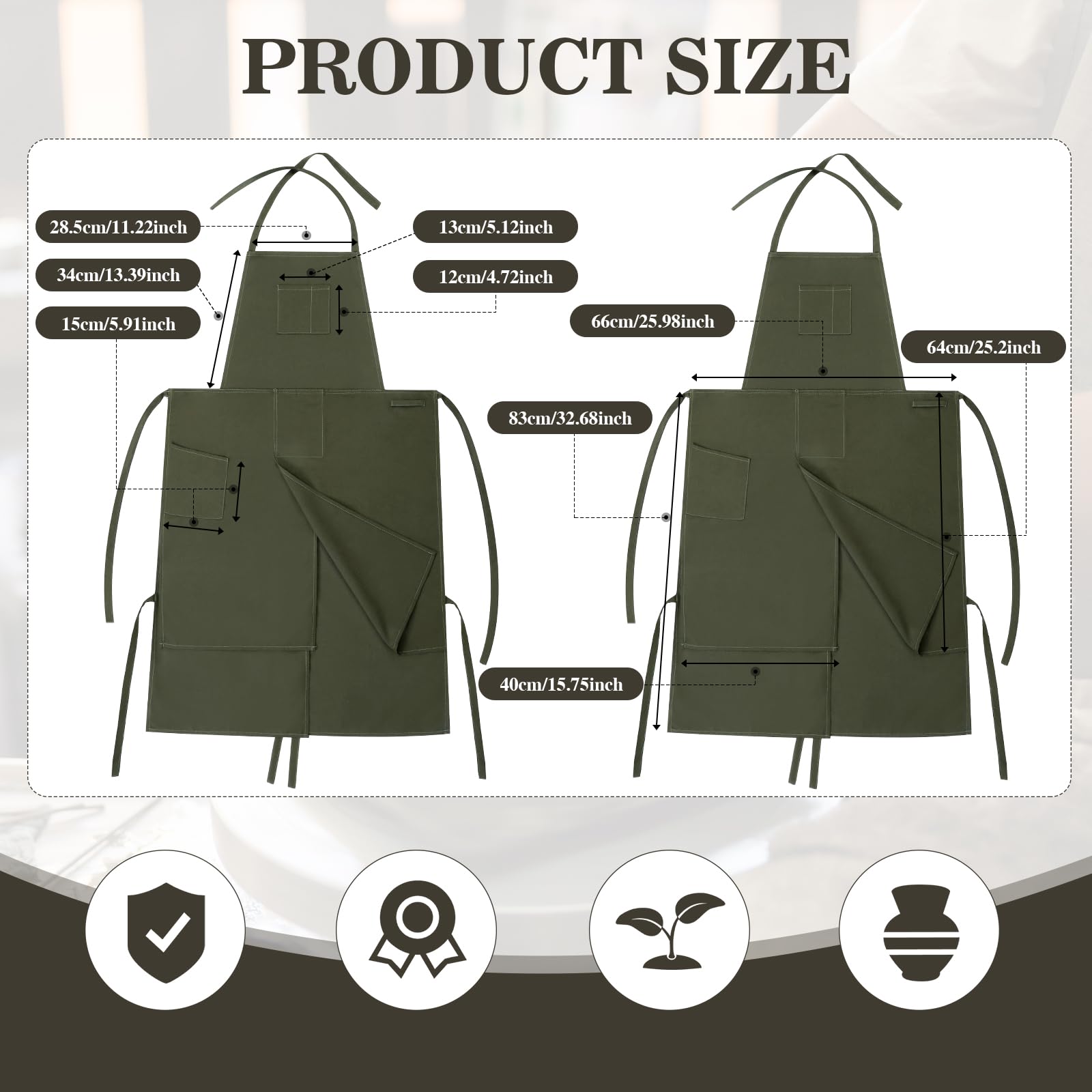 Jeyiour Split Leg Pottery Apron, 2 Layer DIY Ceramic Apron with Convertible Pants, Large Pockets Towel Loop Smock for Unisex(Green)