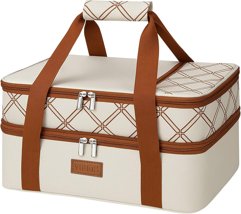 Vuudh Expandable Casserole Carrier Bag - Insulated Double Decker Tote for Hot & Cold Dishes | Perfect for Picnics & Potlucks